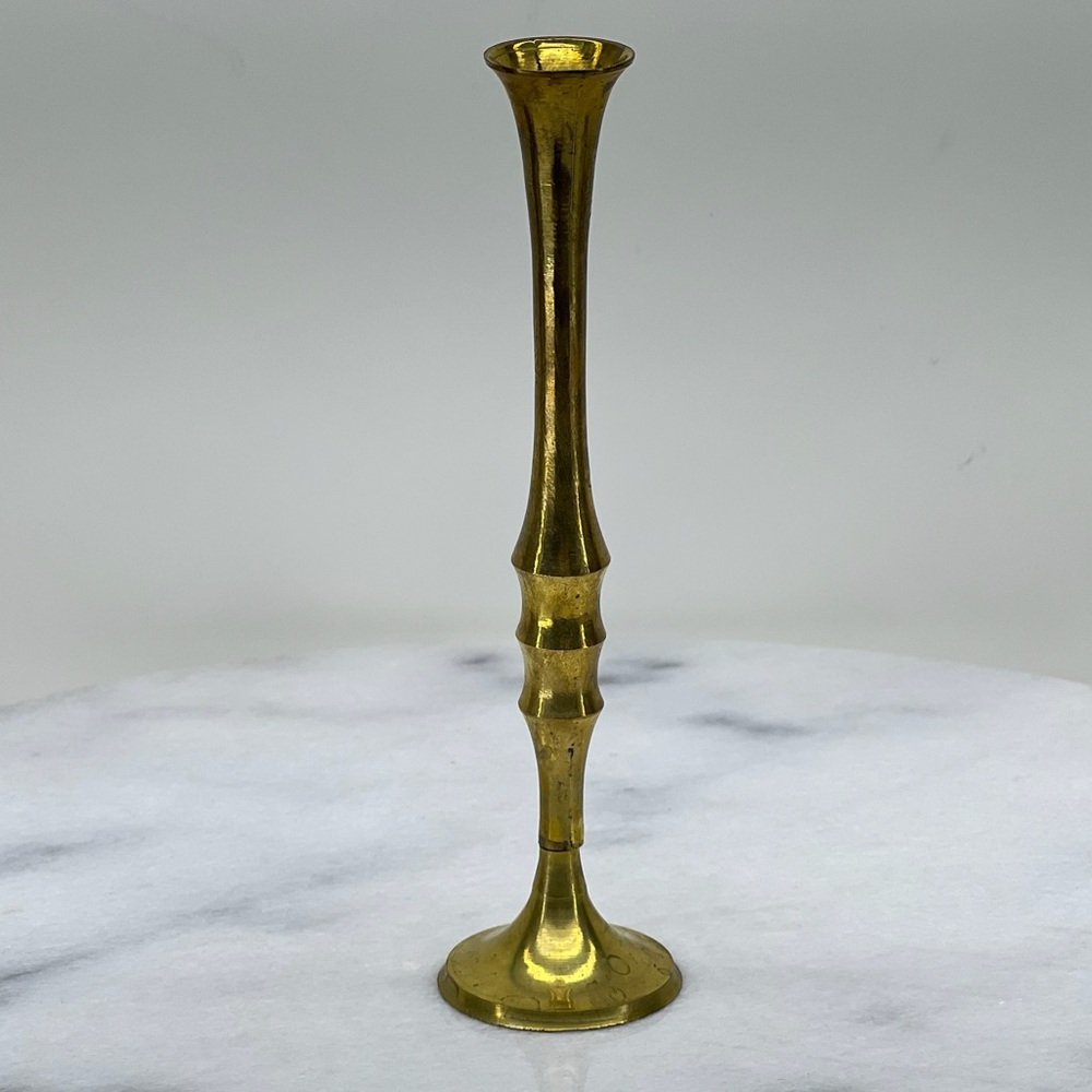 Vintage Brass Vase Flower Bud Gold Small 6” MCM Art Deco Home Decor Boho